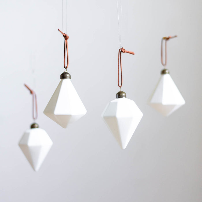 No.2 Matte white jewel H9cm | Glass Ornaments, Set of 4