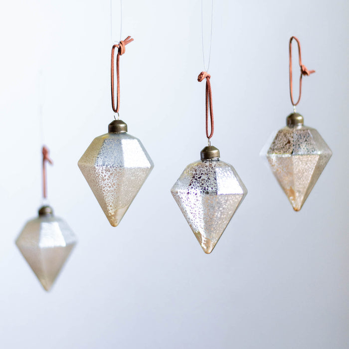 No.12 Glitter diamond H9cm | Glass Ornaments, Set of 4