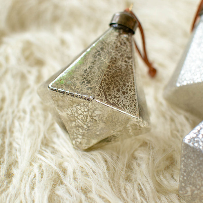 No.11 Glitter drop H9cm | Glass Ornaments, Set of 4