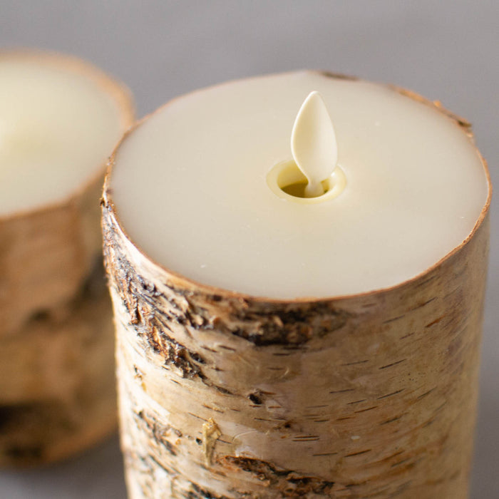 LED candle birch pillar