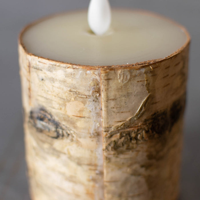 LED candle birch pillar