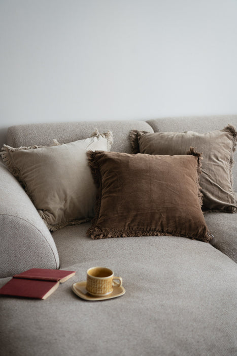 Velvet フリンジクッションカバー 45×45