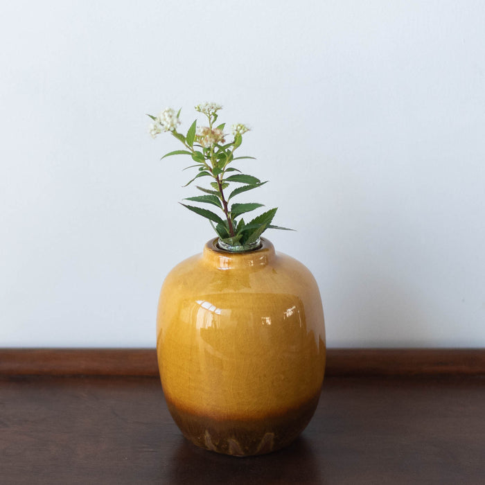 椭圆形釉花瓶