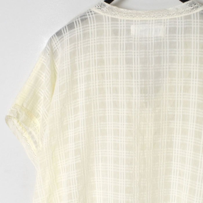SOIL | COTTON DOBIE CHECK FRENCH SLEEVE PULLOVER