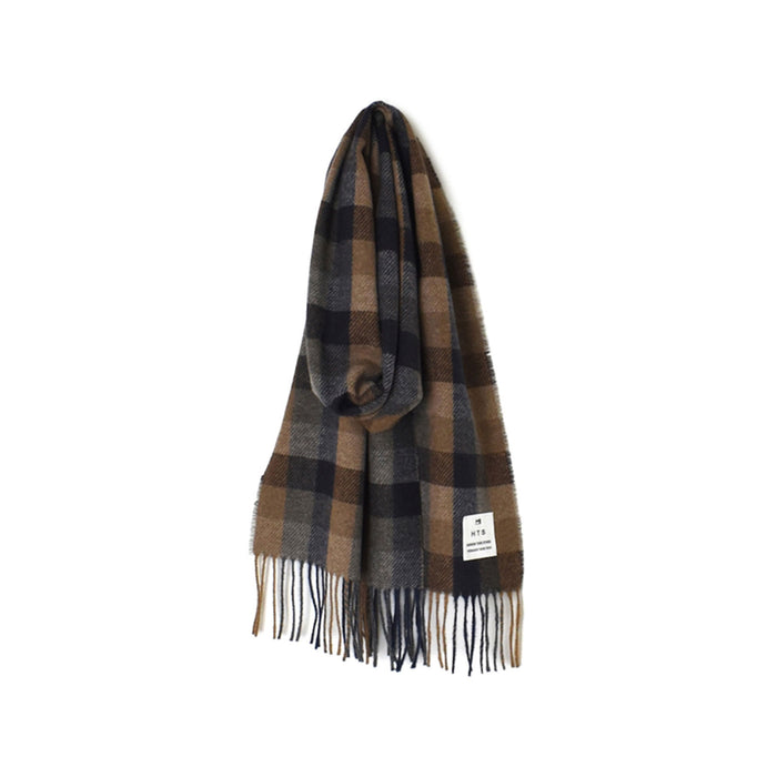 HTS | CHECK STOLE WITH ROPE FRINGE 28×180cm