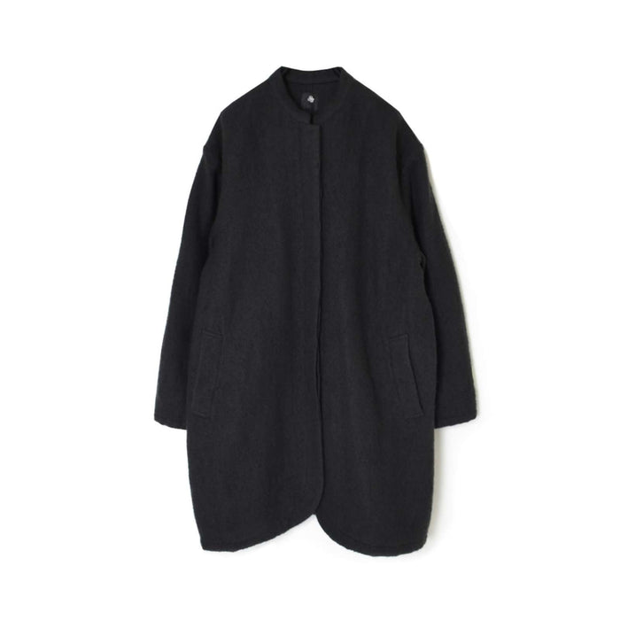 maison de soil | WOOL COTTON STAND COLLAR FLY FRONT COAT