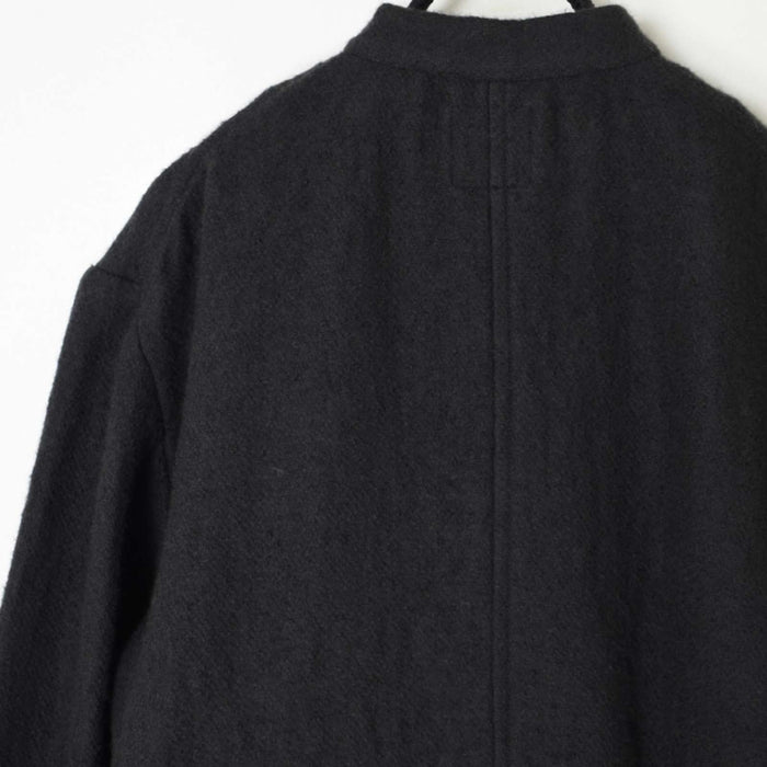 maison de soil | WOOL COTTON STAND COLLAR FLY FRONT COAT