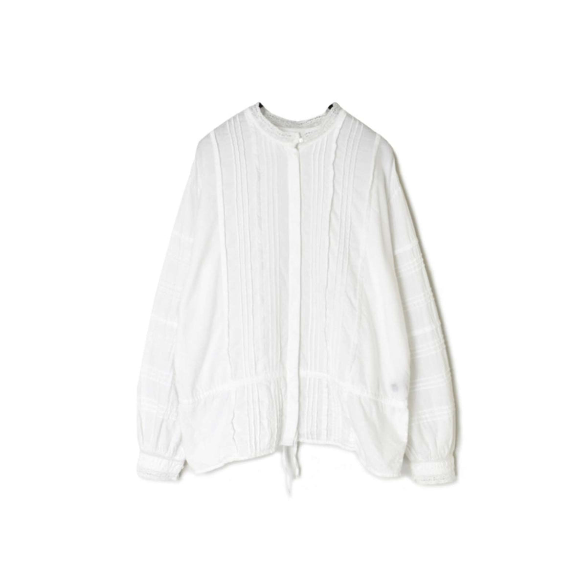 maison de soil | TWILL COTTON KHADI PLAIN LACE PINTUCK 2WAY SHIRT