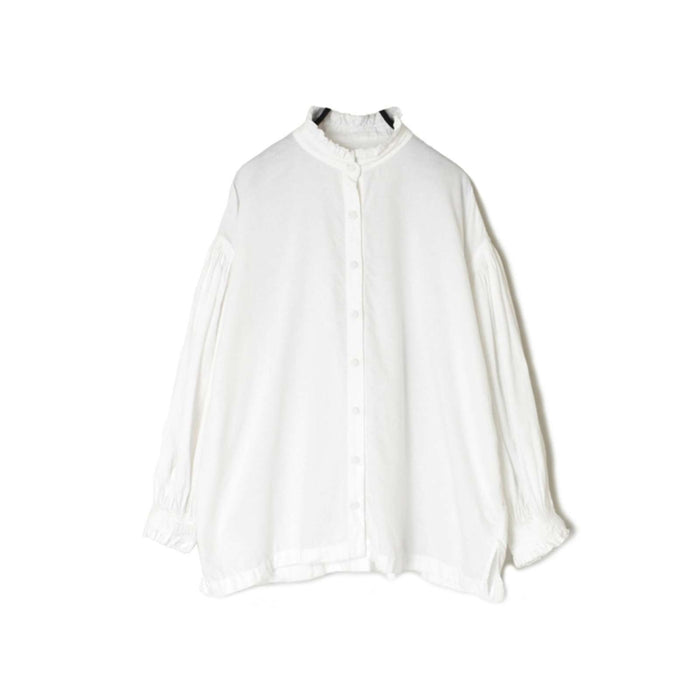 house of soil | TWILL COTTON KHADI PLAIN FRILL COLLAR SHIRT WITH MINI PINTUCK