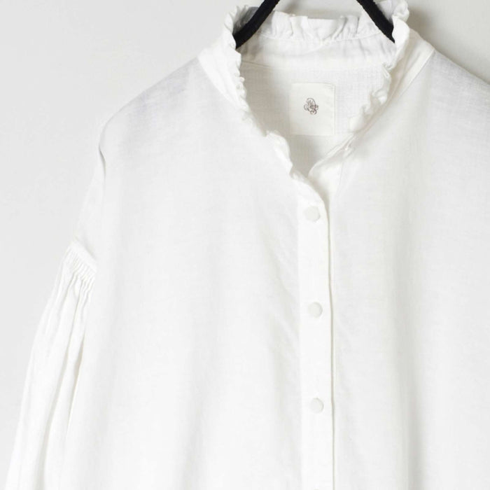 house of soil | TWILL COTTON KHADI PLAIN FRILL COLLAR SHIRT WITH MINI PINTUCK