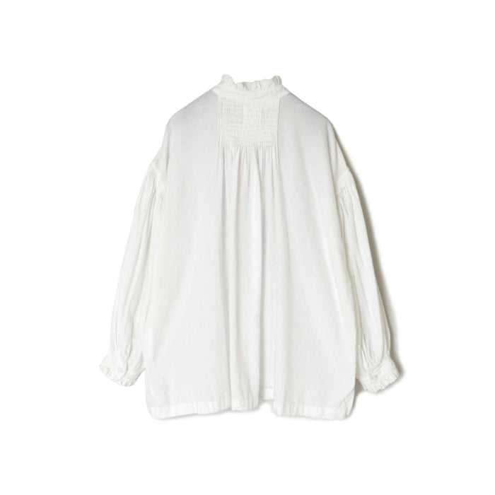 maison de soil | TWILL COTTON KHADI PLAIN FRILL COLLAR SHIRT WITH MINI PINTUCK