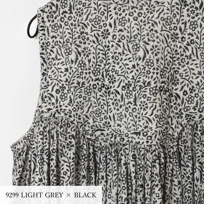 house of soil | 80'S COTTON FLOWER BLOCK PRINT V-NECK NO SLEEVE DRESS