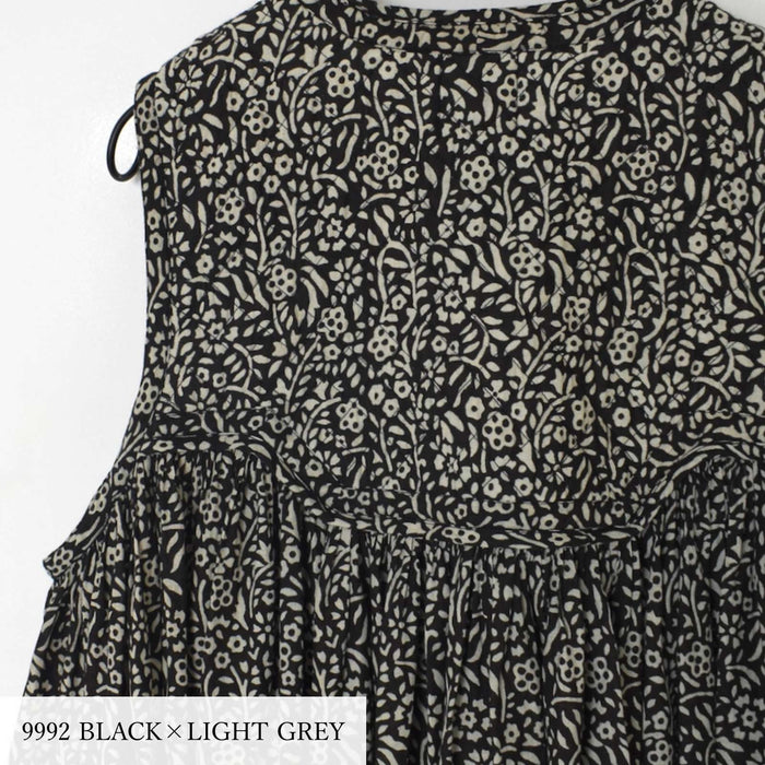 house of soil | 80'S COTTON FLOWER BLOCK PRINT V-NECK NO SLEEVE DRESS