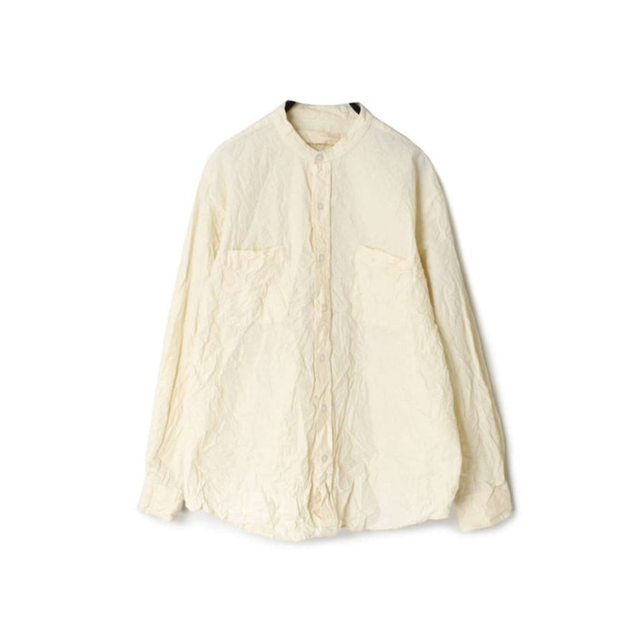 Vas-y Lentement | 40s ORGANIC POPLIN BANDED COLLAR LONG SLEEVE OVERSIZED SHIRT