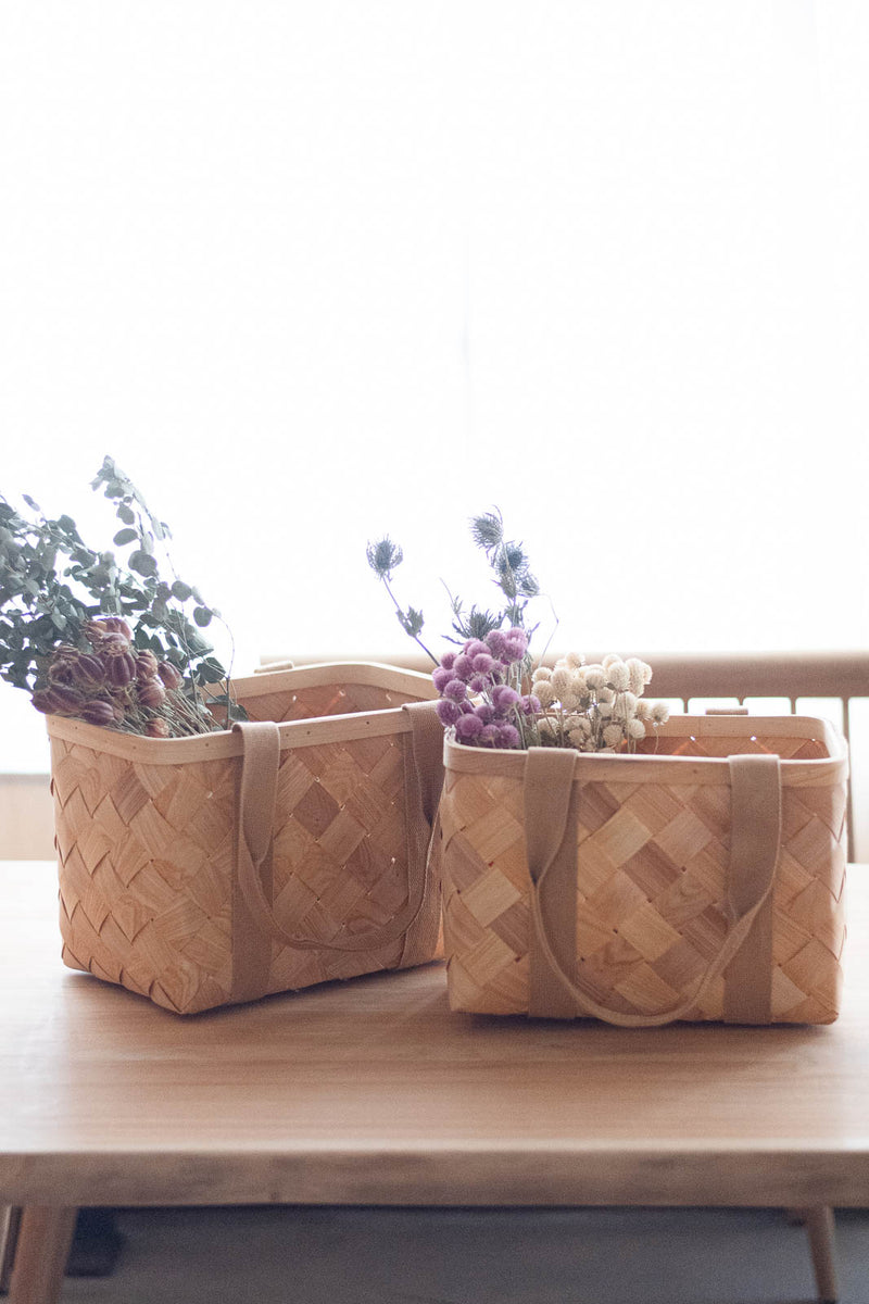 持ち手付きの収納バッグ × やさしいもみの木 | Snokka Basket Bag