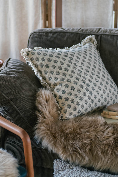 ブロックプリントクッションカバー ブークレ 50×50