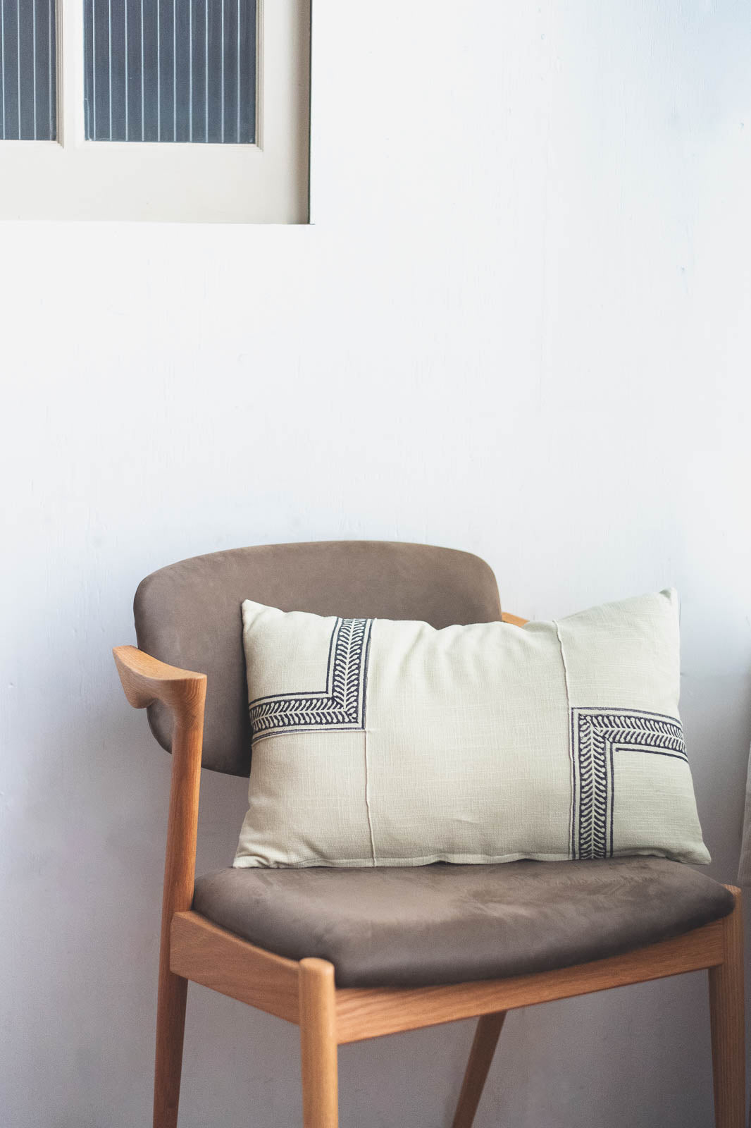 ブロックプリントクッションピロー フレーム｜中材付き・セージ