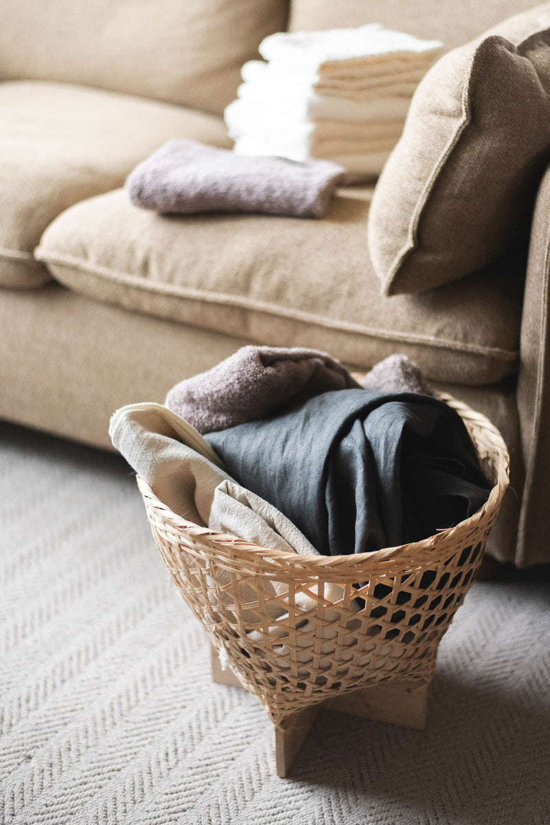 ラタンバンブー ストックバスケット｜ラタン×竹の手編みかご｜amuco