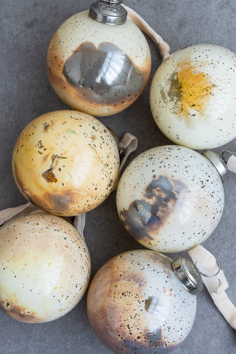 No.62 Marble 8cm | Set of 6 Glass Ornaments 