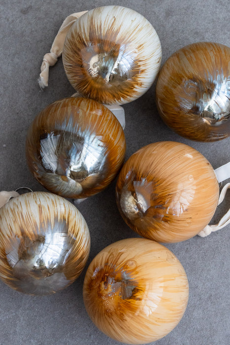 No.62 Marble 8cm | Set of 6 Glass Ornaments 