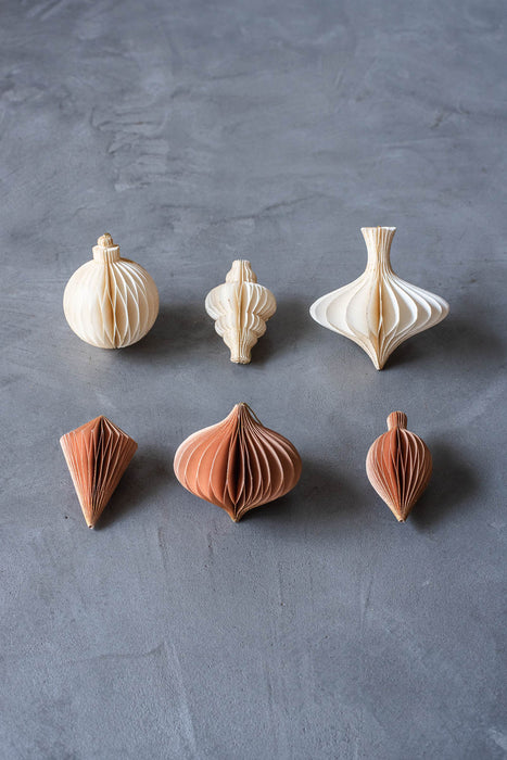 PAPIER winter sand H8-10cm | ペーパーオーナメント 6個入り