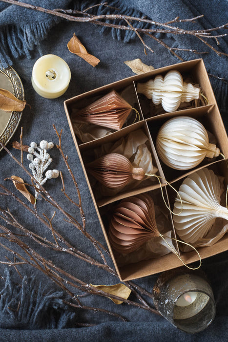 PAPIER winter sand H8-10cm | ペーパーオーナメント 6個入り