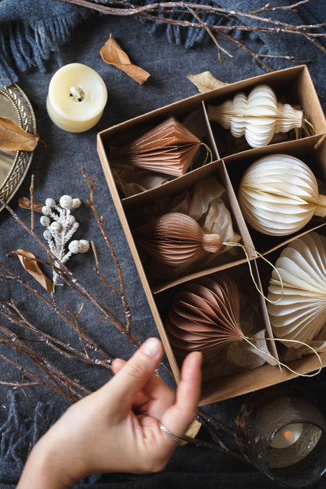 PAPIER winter sand H8-10cm | ペーパーオーナメント 6個入り