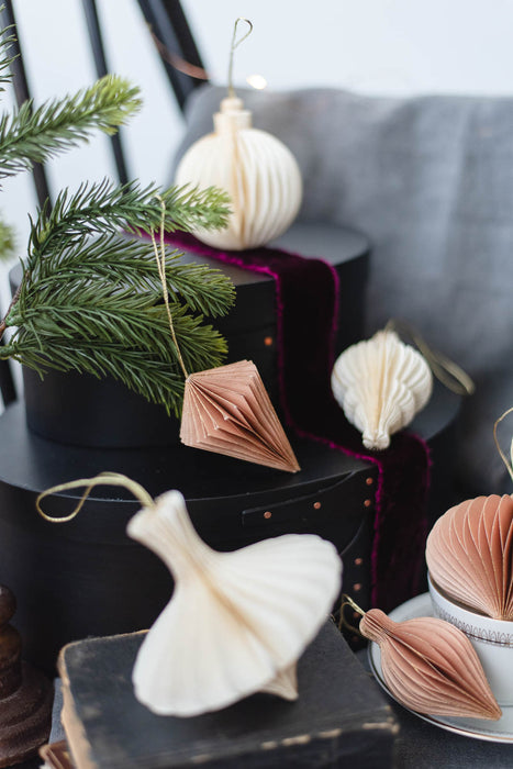 PAPIER winter sand H8-10cm | ペーパーオーナメント 6個入り