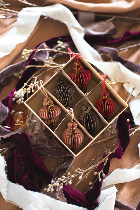 PAPIER rosy cocoa H6.5cm | ペーパーオーナメント 6個入り