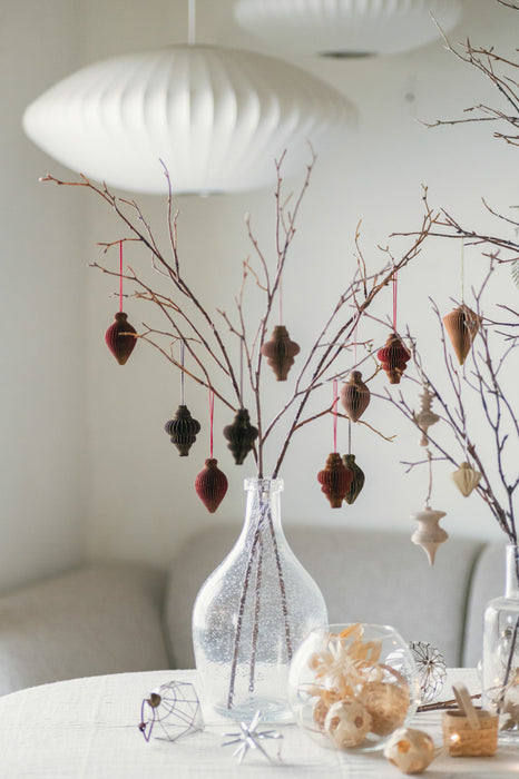 PAPIER rosy cocoa H6.5cm | ペーパーオーナメント 6個入り