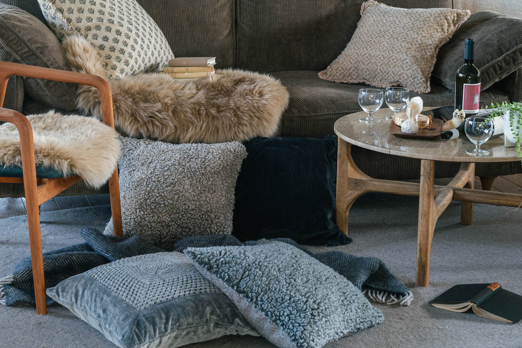 ボア&ツイード クッションカバー