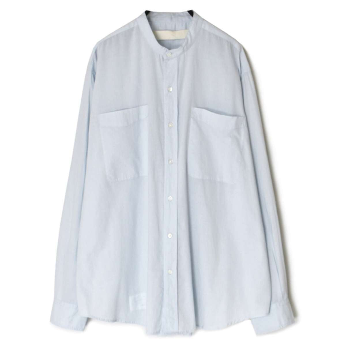 Vas-y Lentement | 60s ORGANIC CAMBRIC BANDED COLLAR LONG SLEEVE