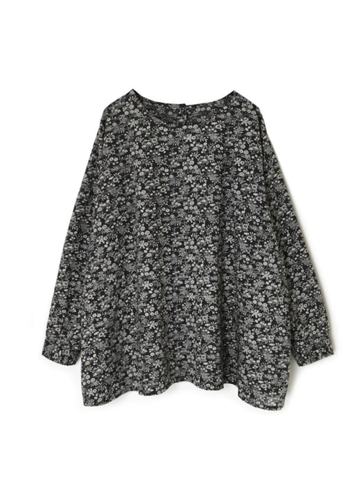 SOIL | COTTON SLUB SMALL FLOWER PRINT BACK OPENING SMOCK
