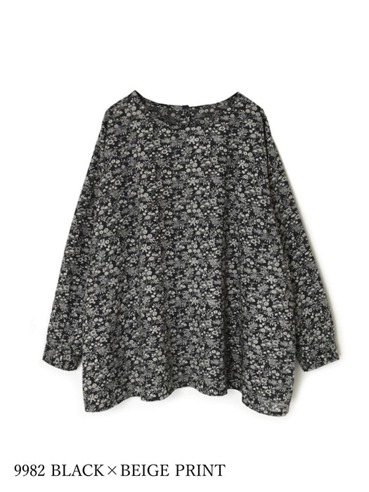 SOIL | COTTON SLUB SMALL FLOWER PRINT BACK OPENING SMOCK