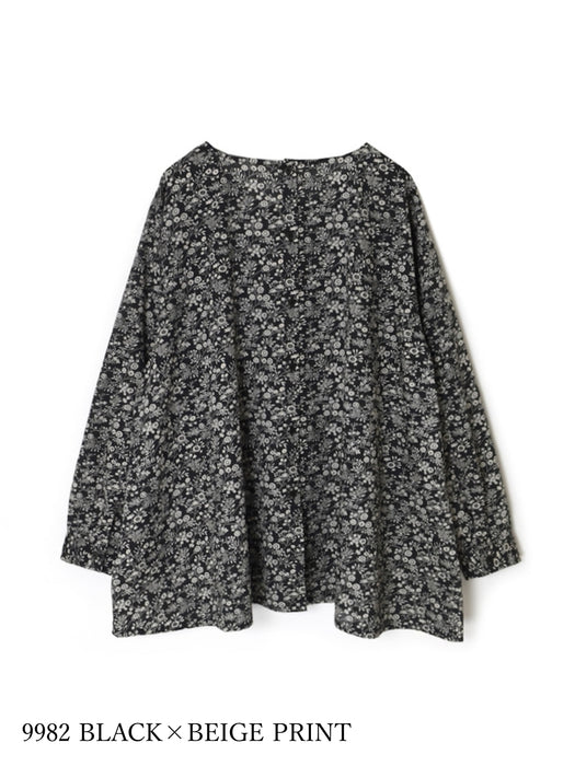 SOIL | COTTON SLUB SMALL FLOWER PRINT BACK OPENING SMOCK