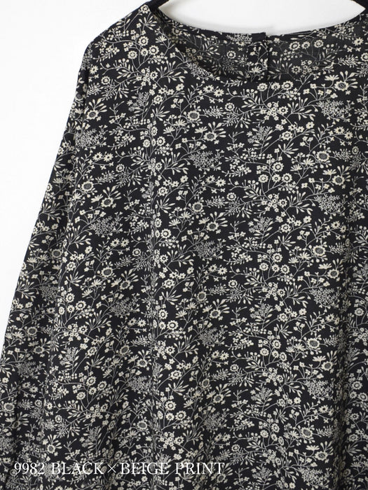 SOIL | COTTON SLUB SMALL FLOWER PRINT BACK OPENING SMOCK