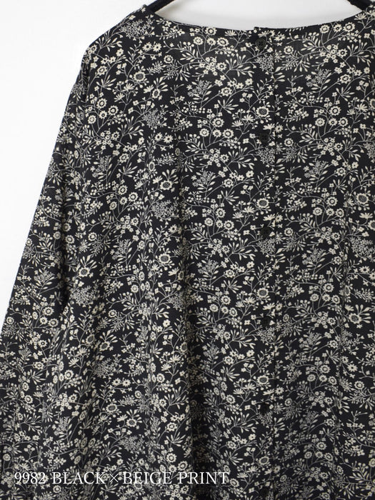 SOIL | COTTON SLUB SMALL FLOWER PRINT BACK OPENING SMOCK