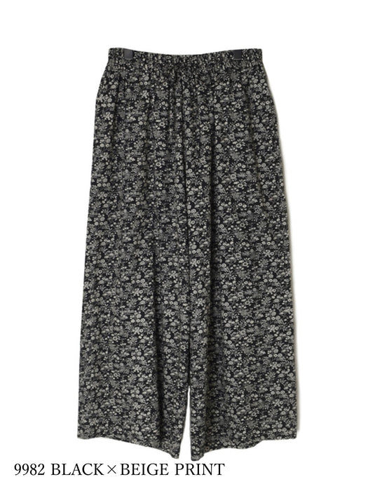 SOIL | COTTON SLUB SMALL FLOWER PRINT WIDE EASY PANTS