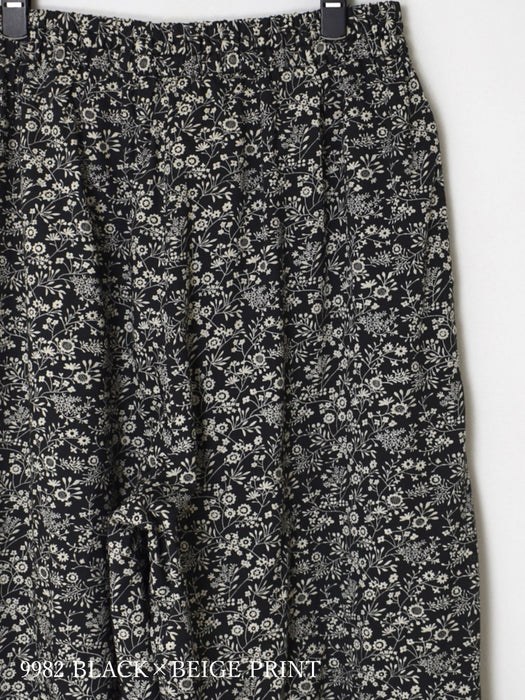 SOIL | COTTON SLUB SMALL FLOWER PRINT WIDE EASY PANTS