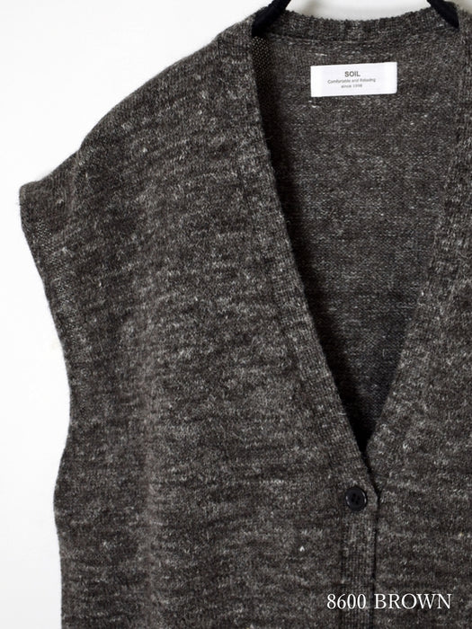 SOIL | 7GG 1PLY SHETLAND WOOL/LINEN V-NECK 1 BUTTON VEST