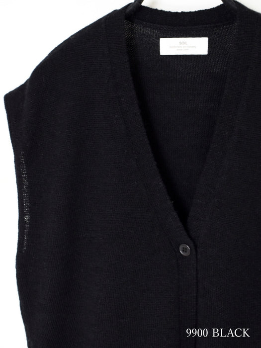 SOIL | 7GG 1PLY SHETLAND WOOL/LINEN V-NECK 1 BUTTON VEST