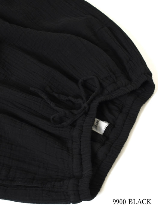 ARMEN | DOUBLE GAUZE PLAIN GATHERED EASY PANTS WITH LINING