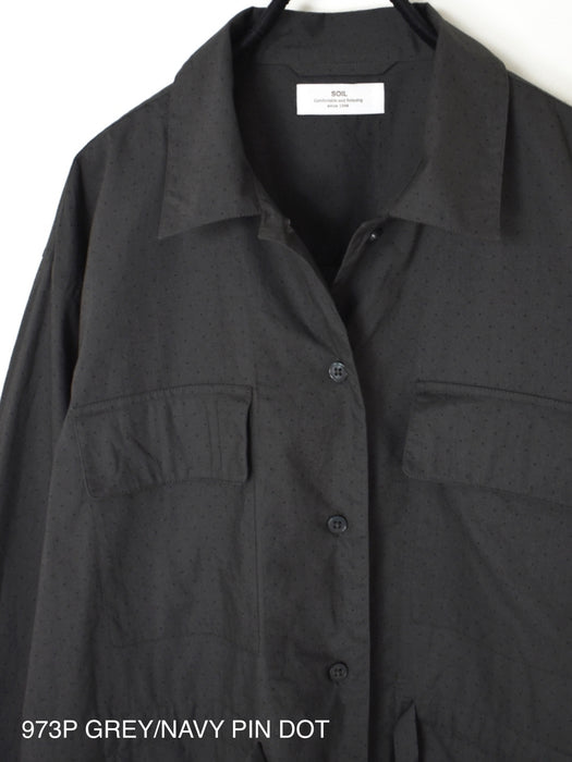 SOIL | 40s POPLIN DOT PRINT REGULAR COLLAR FLAP POCKET SHIRT