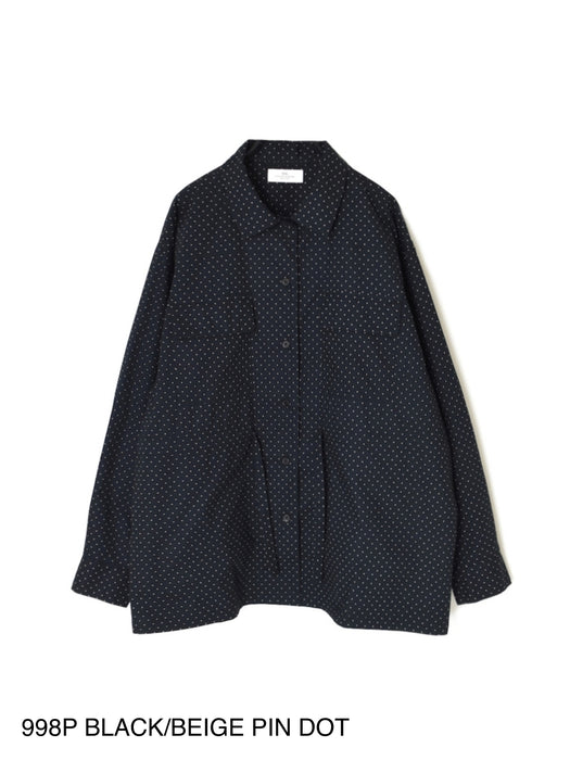 SOIL | 40s POPLIN DOT PRINT REGULAR COLLAR FLAP POCKET SHIRT