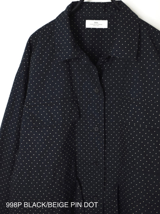 SOIL | 40s POPLIN DOT PRINT REGULAR COLLAR FLAP POCKET SHIRT