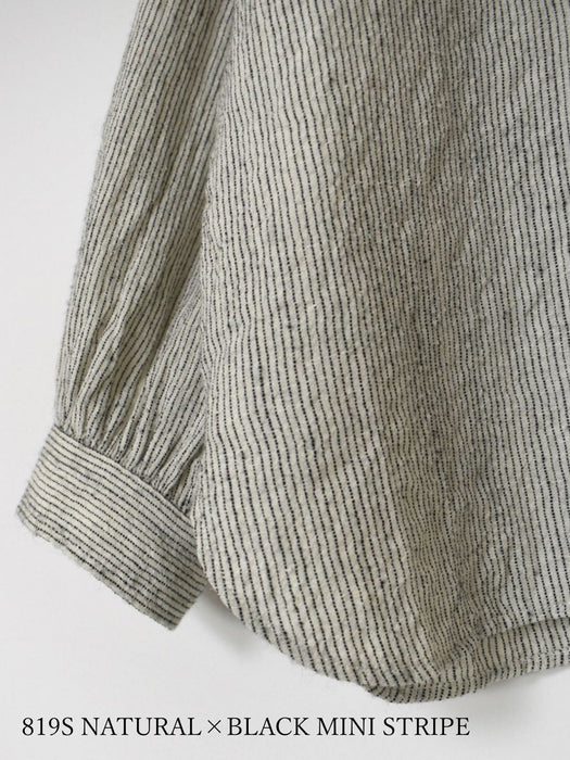 SOIL |  WOOL LINEN STRIPE FRILL COLLAR SHIRT