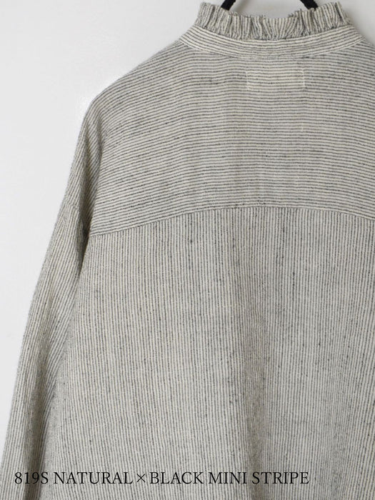 SOIL |  WOOL LINEN STRIPE FRILL COLLAR SHIRT