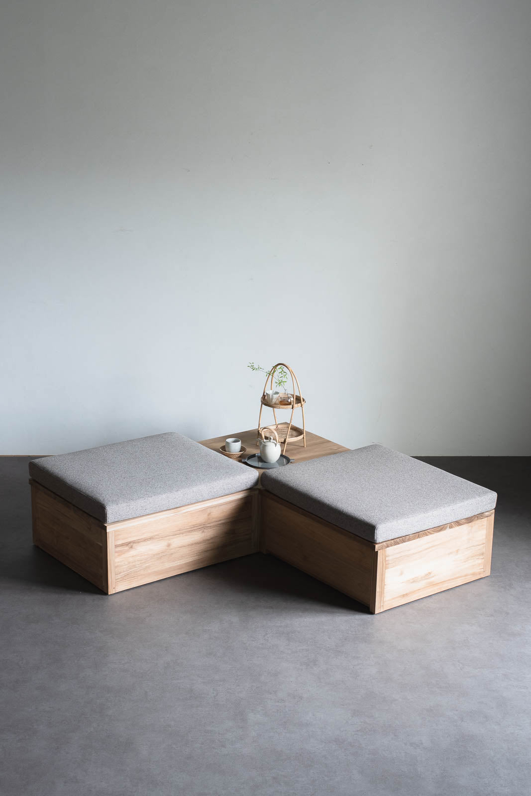 アウトレット】チーク引き出し収納SOFA【板仕様】 2台set — ANTRY USE