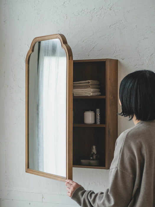 Wood arch cabinet mirror