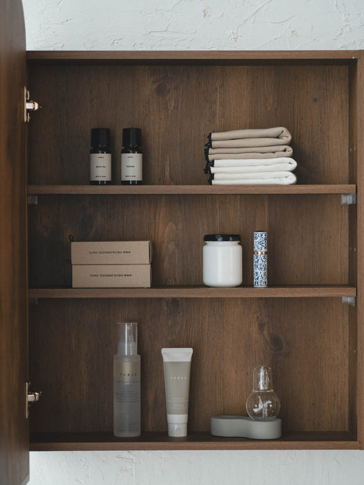 Wood arch cabinet mirror